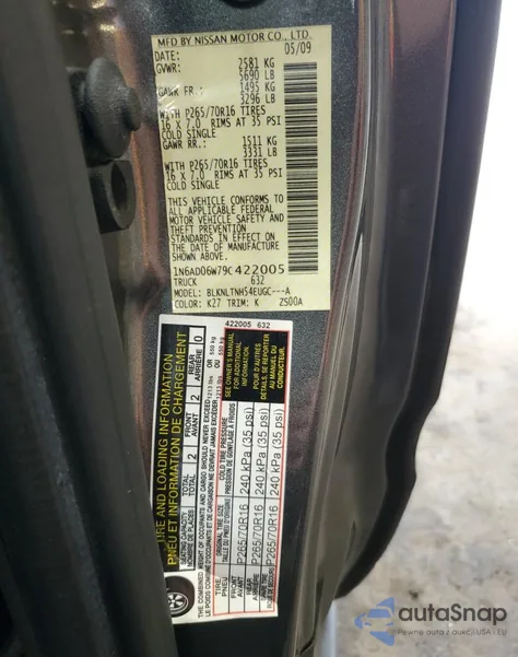 2009 Nissan Frontier King Cab Se from USA, damaged, VIN 1N6AD06W79C422005